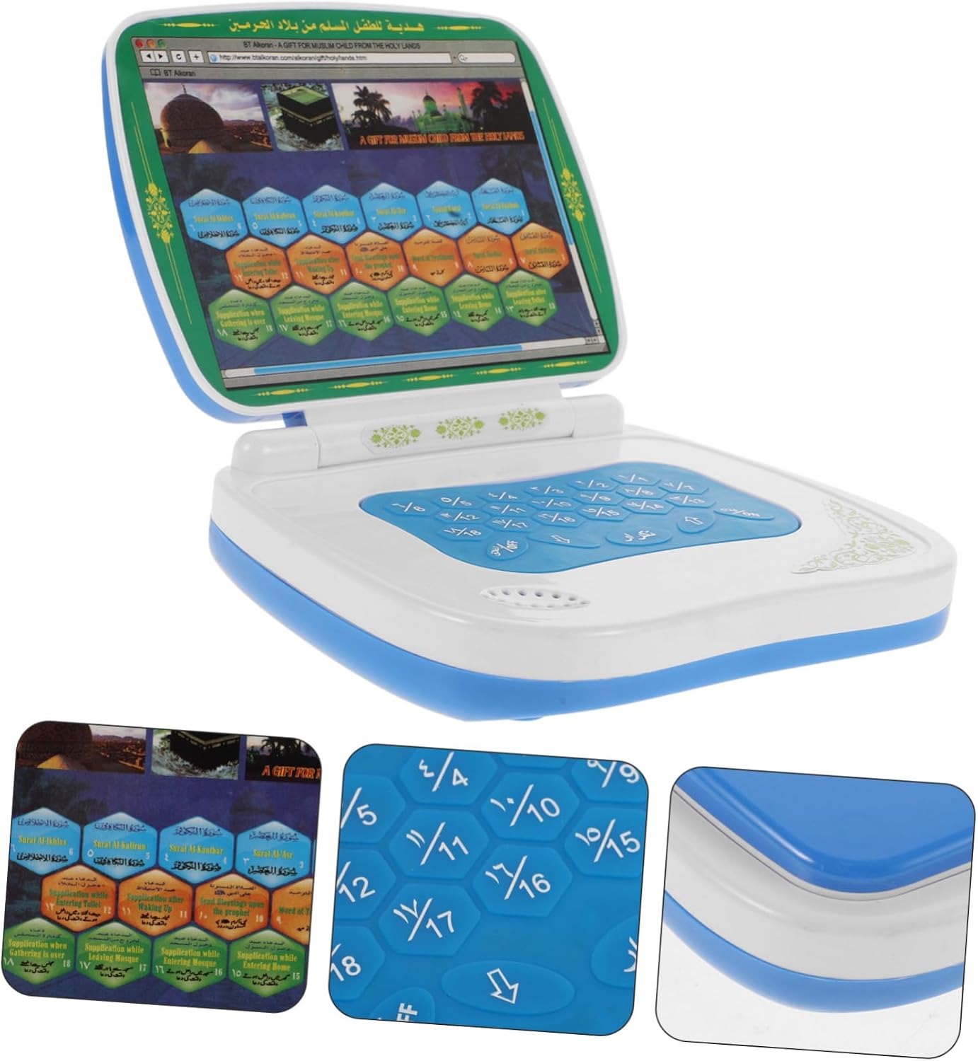 Beaupretty Foldable Arabic Learning Toy Laptop Touch Screen Early Education Machine for Kids Ages 3-7 Repeat Function Travel-Friendly Kid Computer for Language Practice
