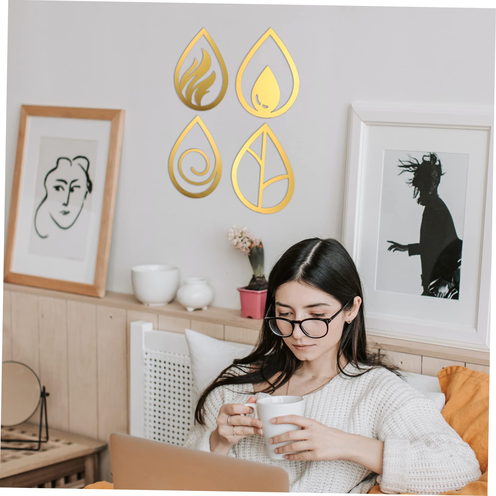 4 Piezas De Pegatinas De Pared Autoadhesivas Para Espejos, Pegatinas De