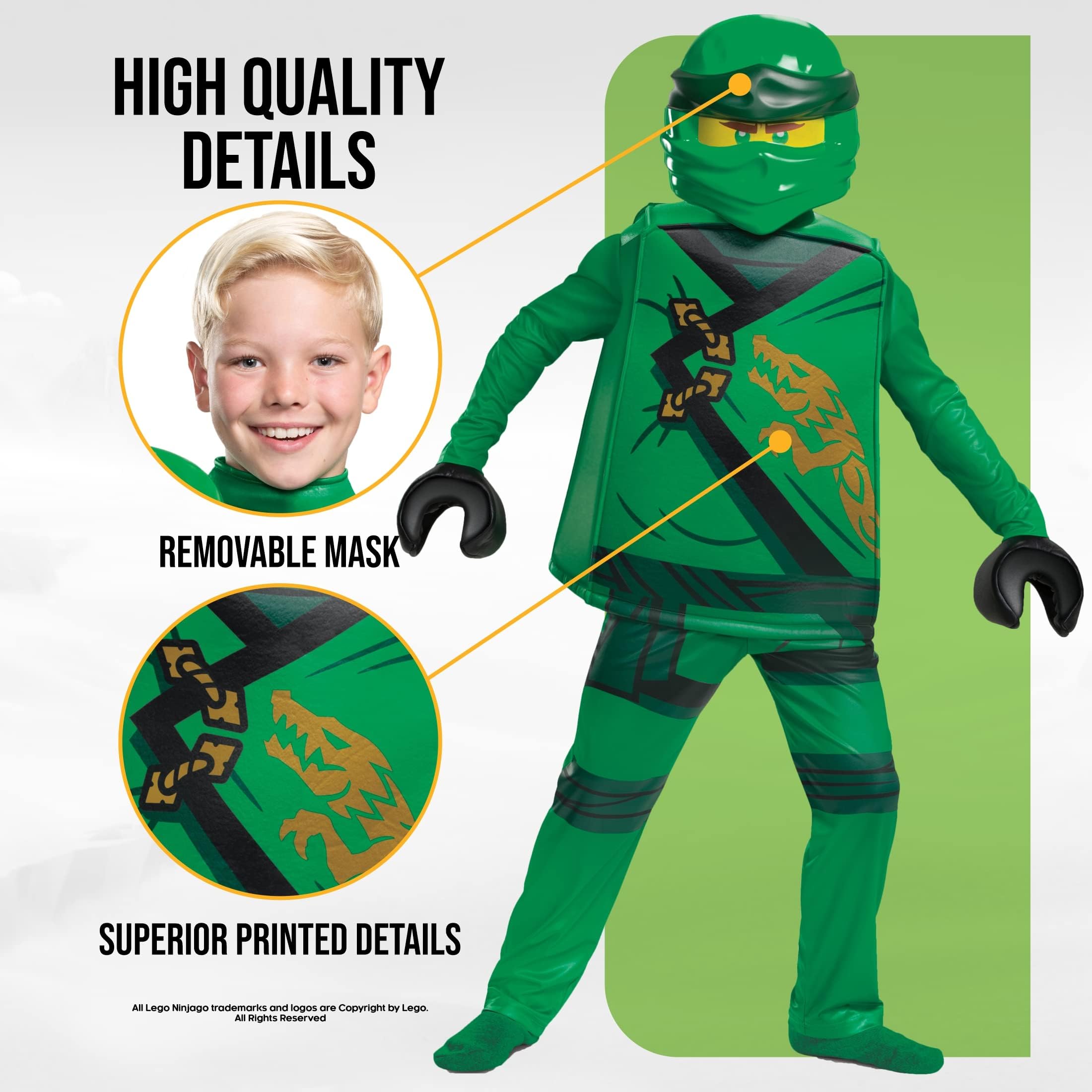 Lego Ninjago Lloyd Costume Bambino - Costume Ninja per Bambini, Abito per Halloween, Compleanni e Party, Disponibile