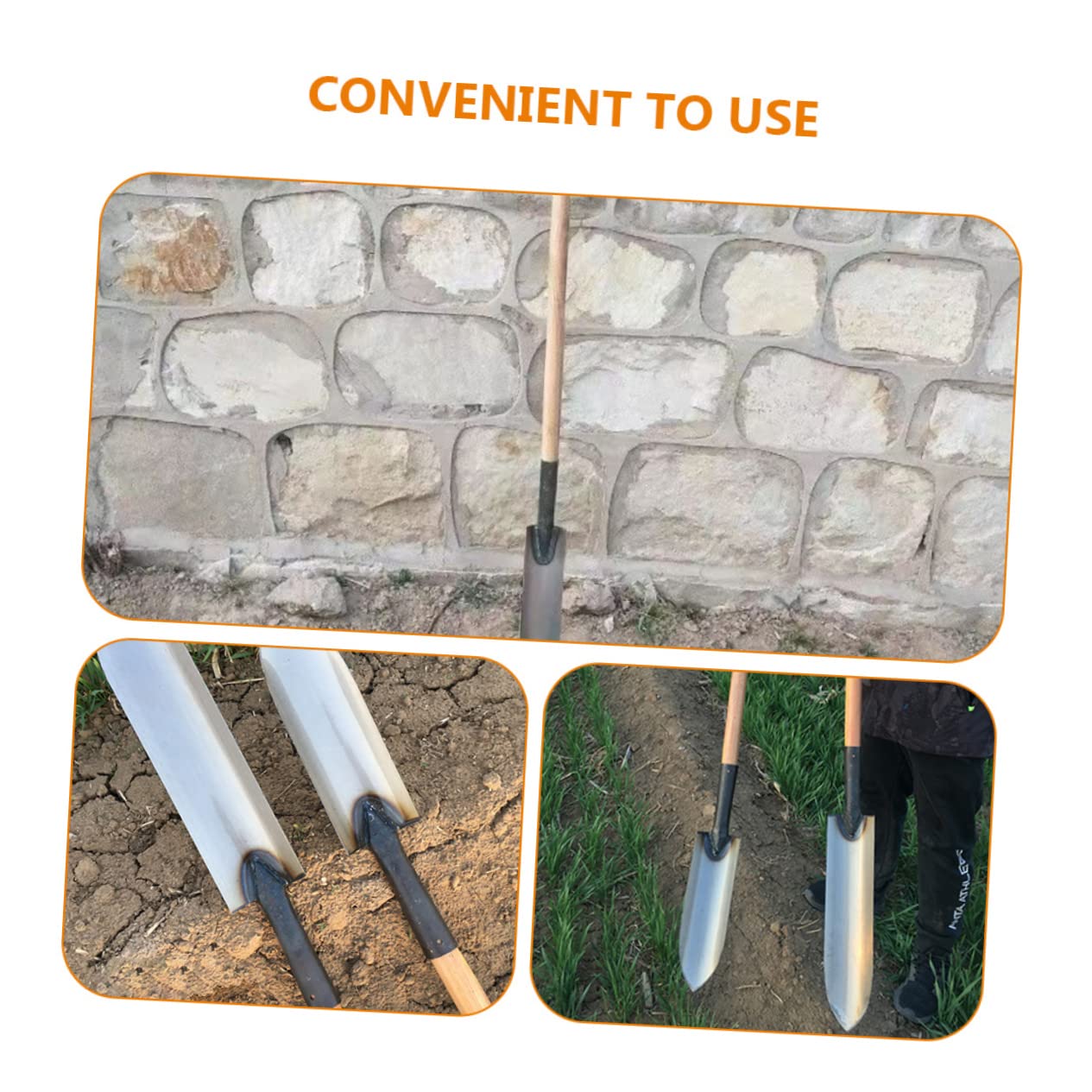 Happyyami Pala para Jardín de Acero Plata Herramienta para Plantar y Cultivar Suelo Adecuado para Huertos y Jardines Diseño Alargado y Punta Afilada