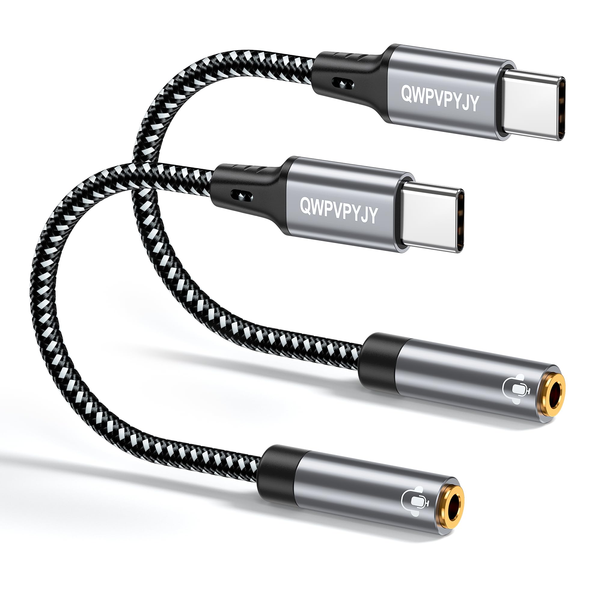 QWPVPYJY USB Type C to 3.5mm audio adapter(2-Pack),USB to Aux Headphone Male Cord Car Aux Cable Compatible with Sound?Android ?iPhone 16/16 Pro/15/15Plus/Pro/Pro Max?iPad Pro, MacBook?Galaxy S24 Ultra