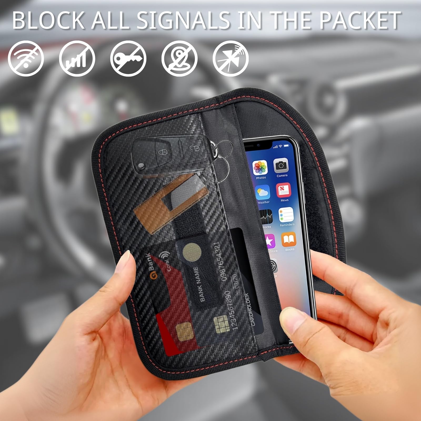 KEYRI Faraday etui ochronne na telefon komórkowy, 2 sztuki, etui na telefon komórkowy, ochrona kluczyka samochodowego, ochrona kluczyka samochodowego, ochrona przed śledzeniem, blokowanie sygnału RFID