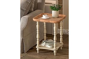 VONLUCE 19 Inch Square Beige Side Table