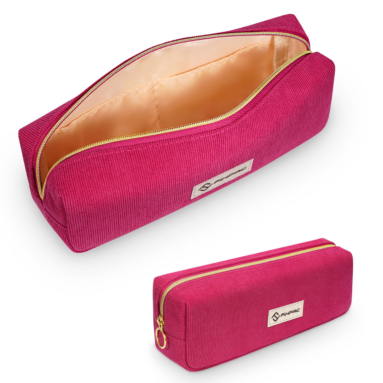 FINPAC Corduroy Pencil Case, Large Capacity School Pencil Case