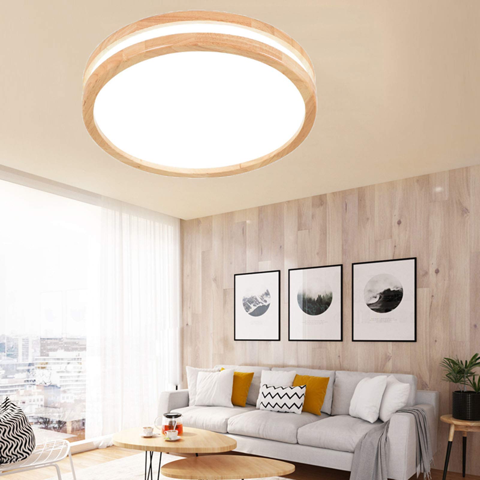 Plafonnier Rond Couleur Bois D'origine Scandinave,Ultra-lumières Minces De La Chambre,Lumières Du Balcon,LED Simple Modern Living Room Lights,Lumières De La Salle à Manger,Plafonni-Les trois couleurs