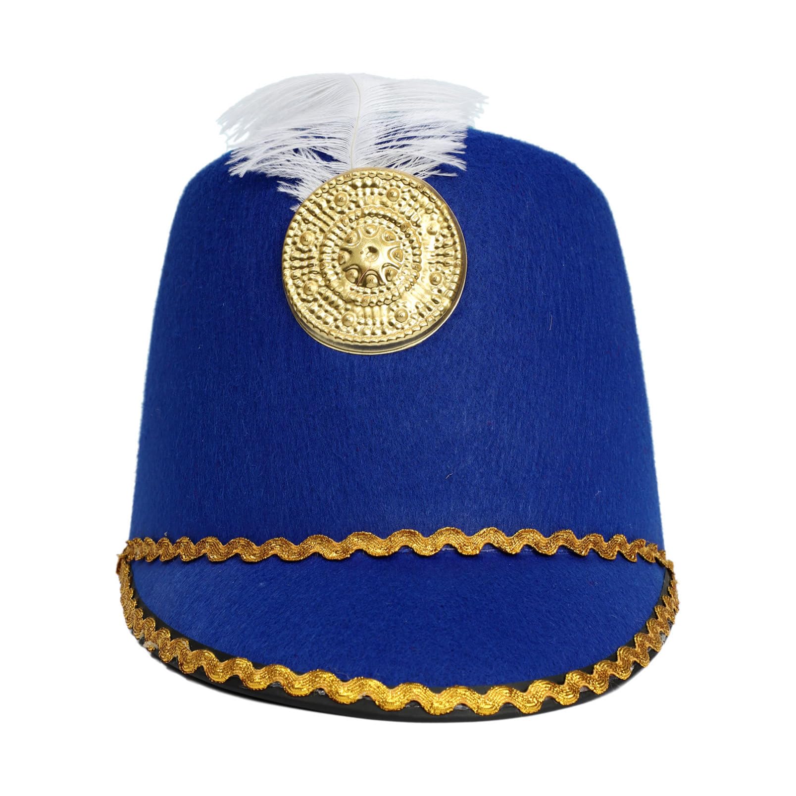 dPois Kids Marching Band Hat with Feather Hat Toy Military Soldier Hat Costume Accessories for Theme Party Performance
