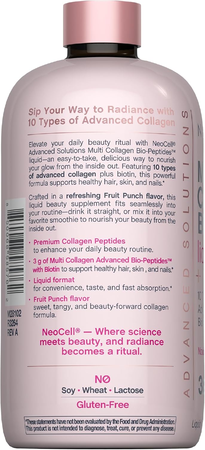 NeoCell Liquid Multi Collagen Peptides | 16 fl oz | with Biotin | Advanced Nourishing Formula | 10 Types of Bio-Peptides | Hair, Skin, & Nails | for Women and Men - Image 3