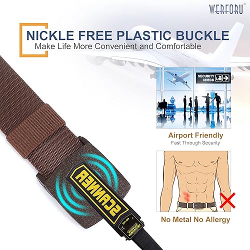 Miniatura 4 de WERFORU Cinturón de nailon para hombre, cinturón táctico militar, correa de lona para exteriores con hebilla de plástico