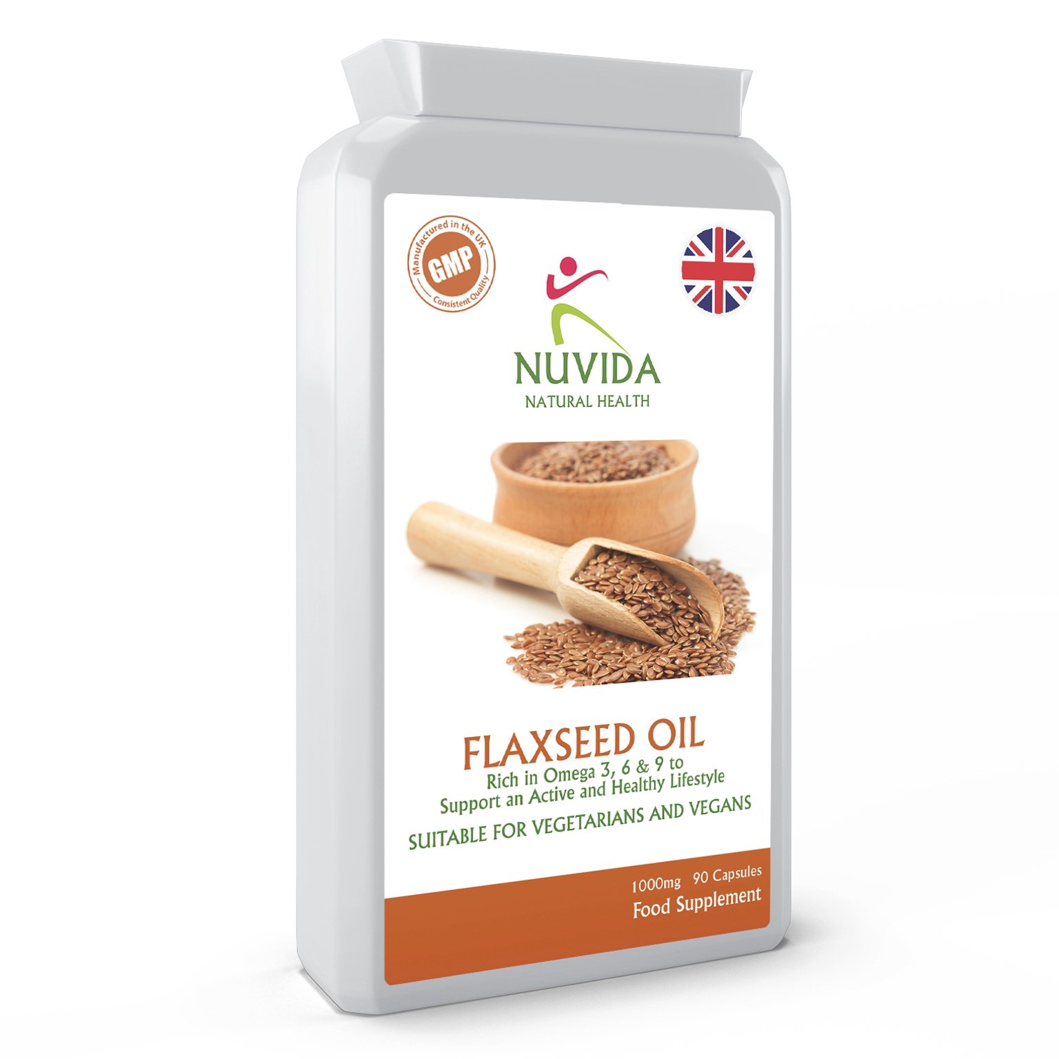 Nuvida Flaxseed Oil Capsules 1000mg - 90 Soft Gel Flaxseed Capsules Rich in Omega 3 6 and 9 - Immunity, Skin and Heart Support - Maintenance of Healthy Cholesterol