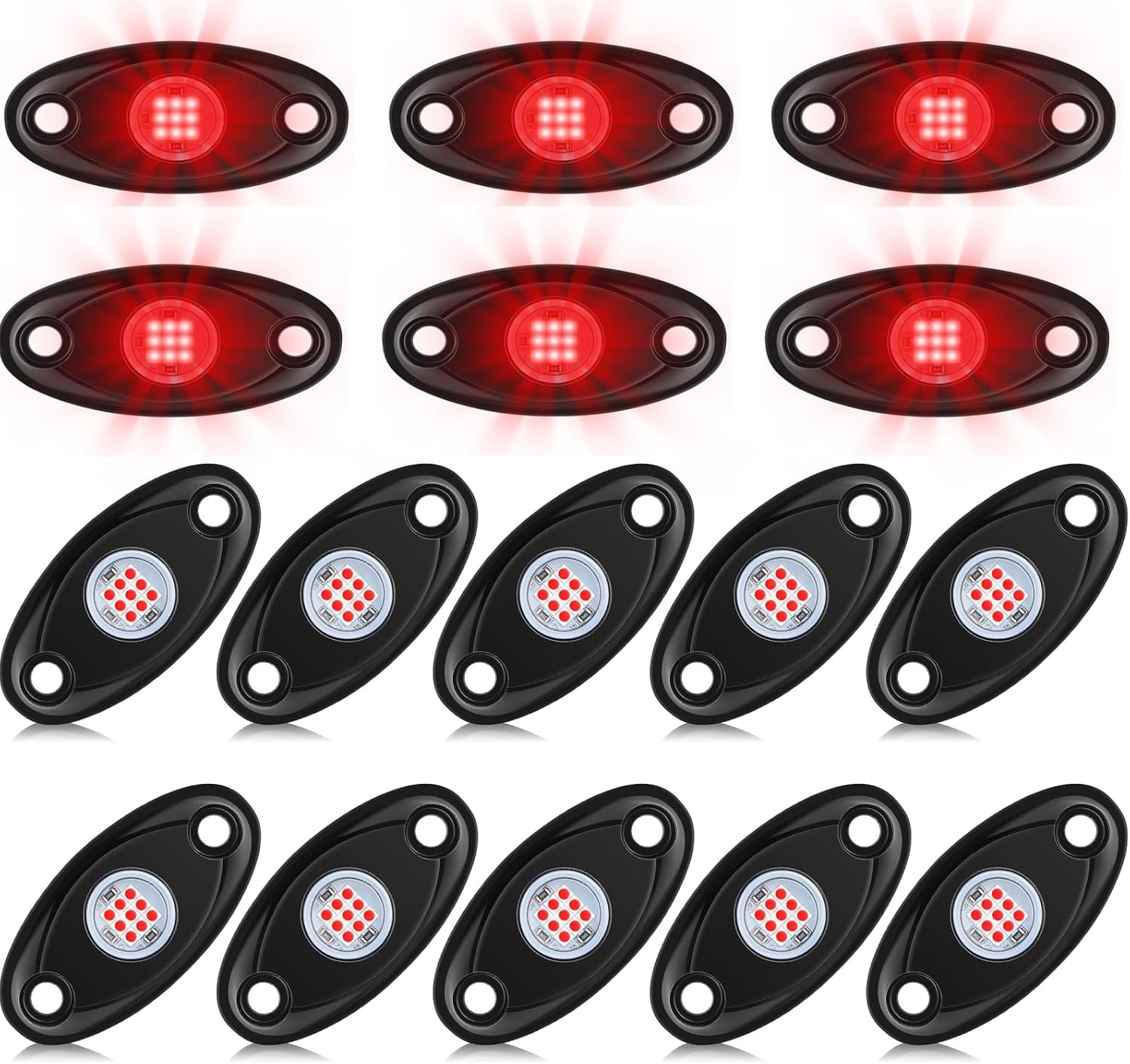 Macarrie 12 Pods Rock LED Lights for Car SUV Underglow Lights Waterproof Neon Trail Rig Lamp Lighting for Truck Motorcycle Boat ATV UTV and More(White)