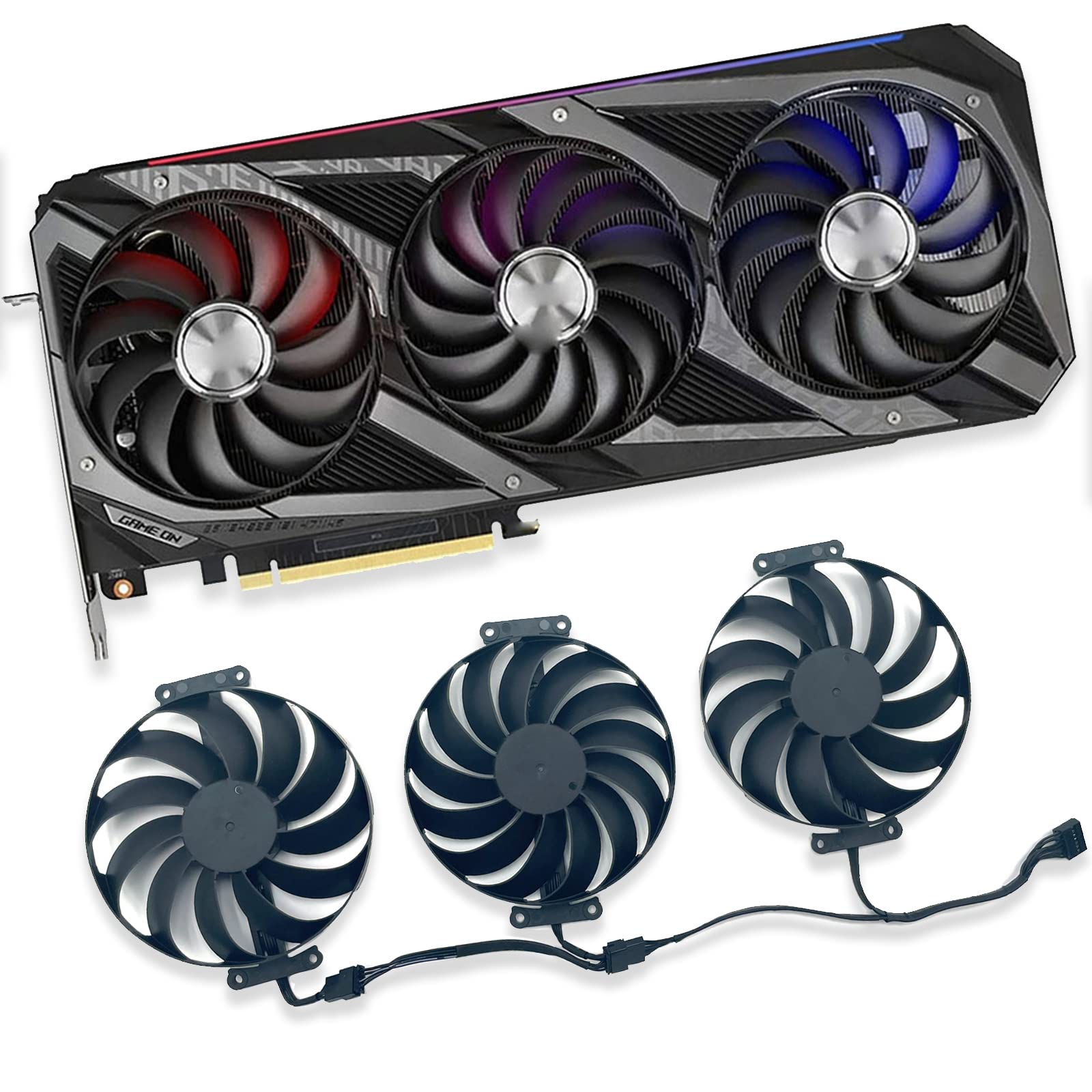 Ventilador de tarjeta gráfica de 95 mm T129215SU 12 V 0.5 A 7 pines para ASUS ROG STRIX OC GeForce RTX 3060 Ti 3070 3080 3090 Ventilador (Fan-ABC)