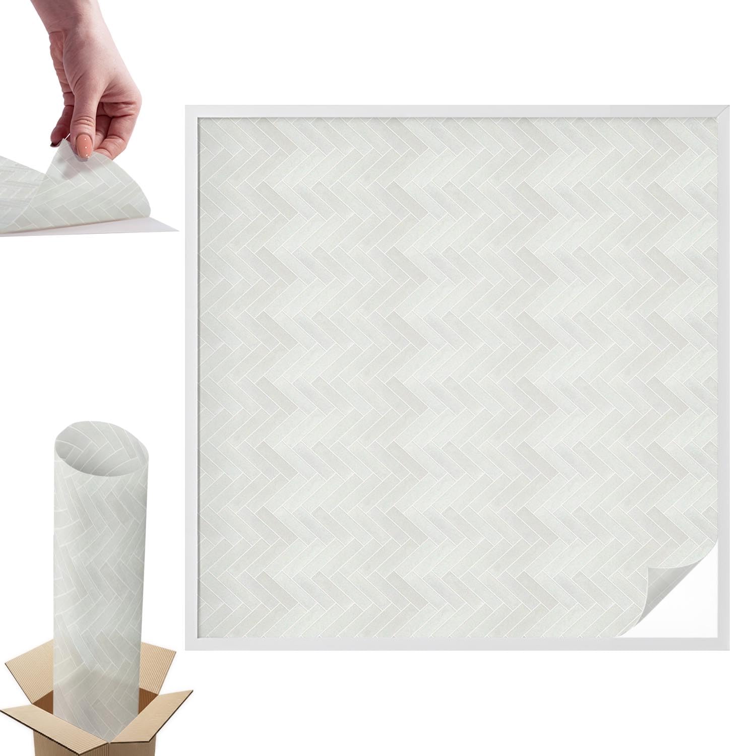 Film pour vitre intimité 100x100 cm en PVC motif chevrons gris pour fenêtre
