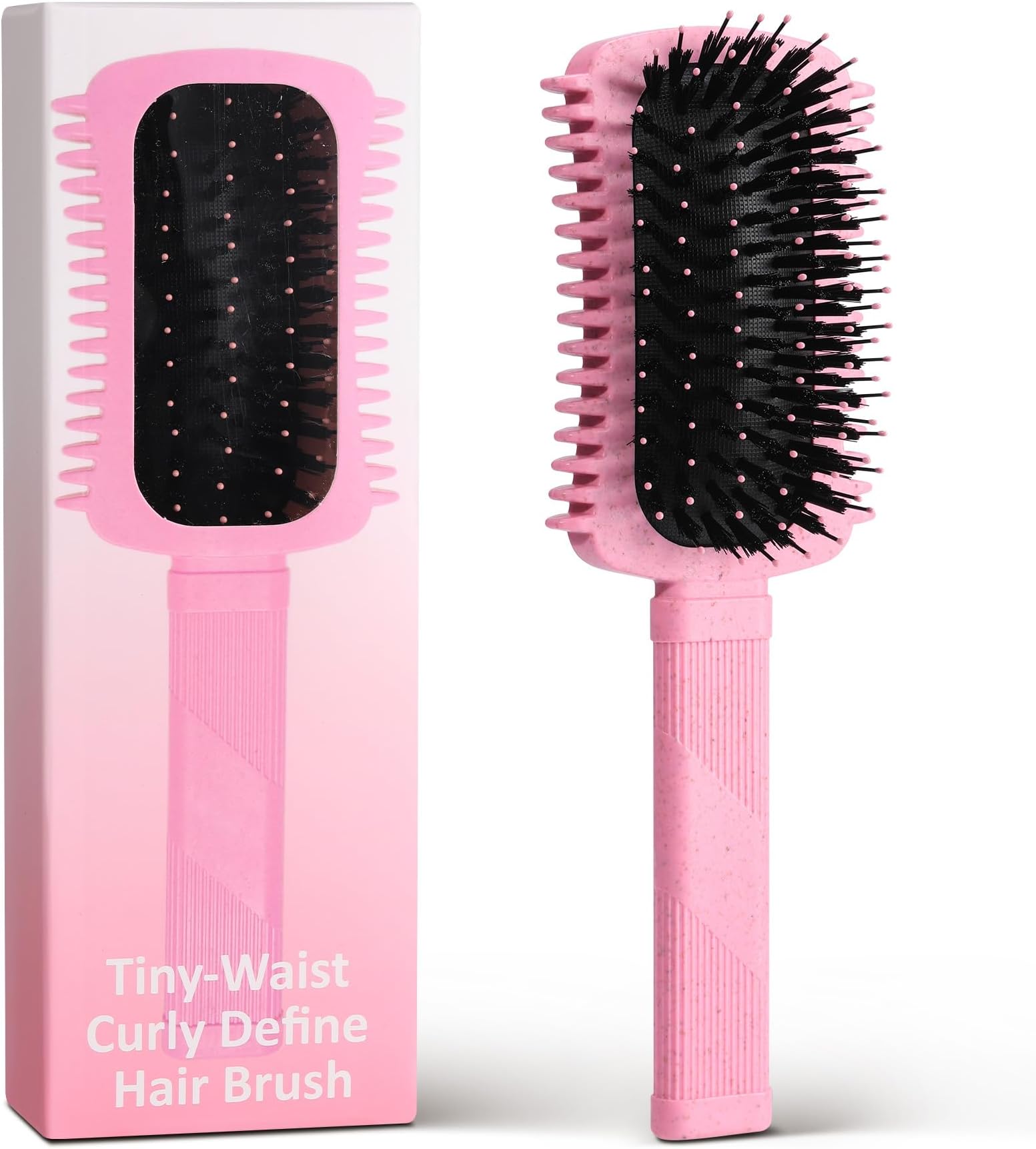 Auhrjomra Curl Defining Brush Pink, Volume Curly Hair Brush for Effortlessly Detangling Shaping and Styling Women's Curls, Waves & Coils, Curly Hair Products, Reduce Frizz