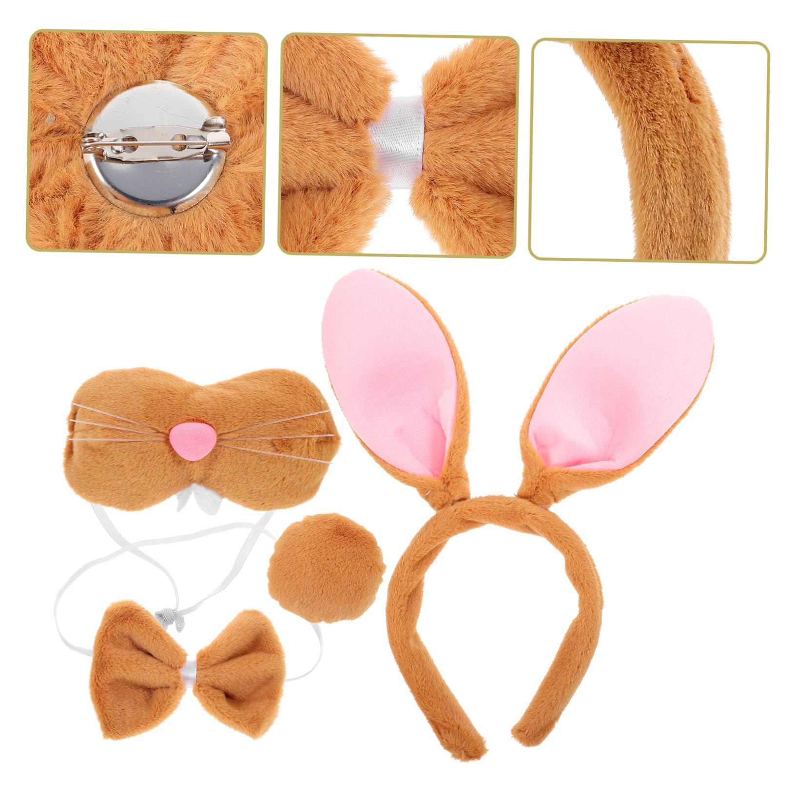 VICASKY 5 Ensembles Set Daccessoires Cosplay Lapin pour Halloween Tête Oreilles et Queue de Lapin Costume Animal pour Adultes et Cosplay et Confortable