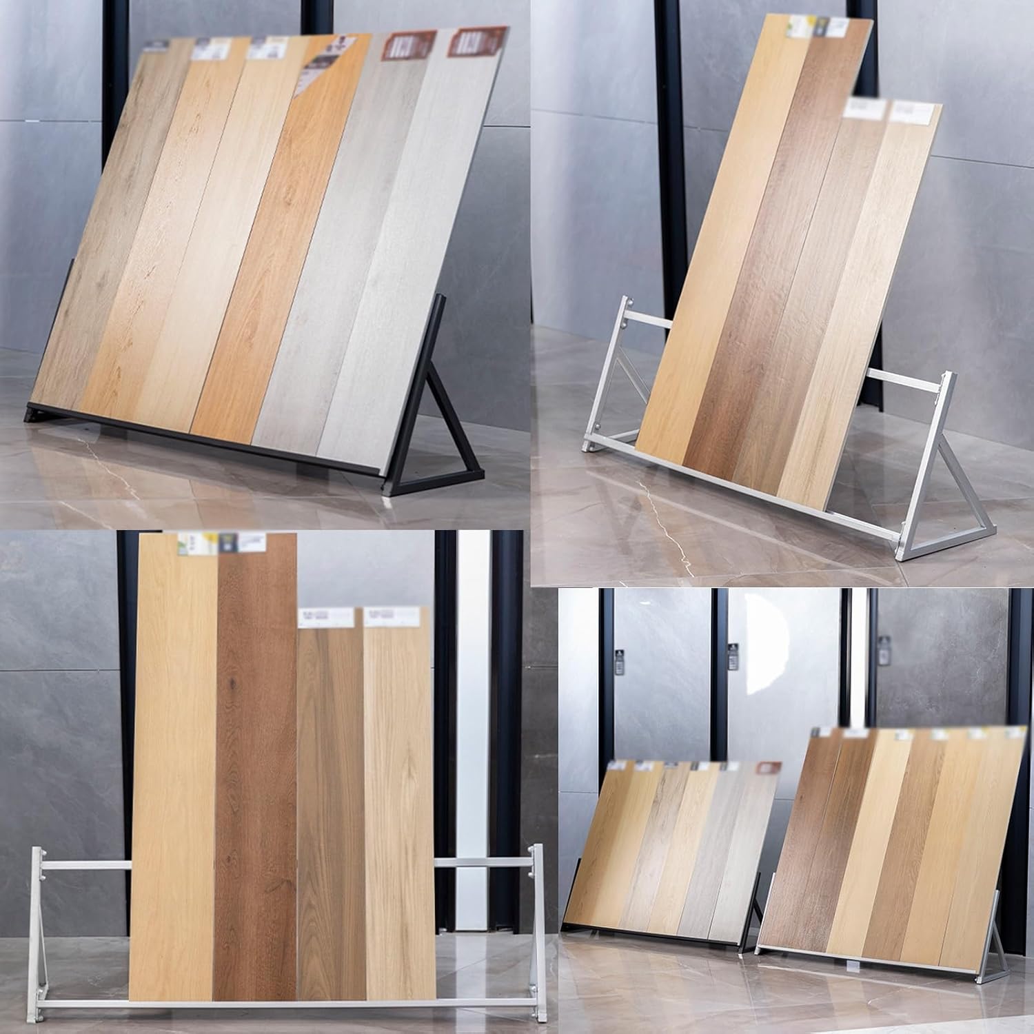 Black Metal Retail Display Rack - Ceramic Tile Sample Storage Stand for Store, Artistic Door Tile Display Rack(Silver,100x30x40cm)