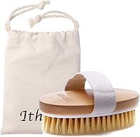 Ithyes Natural Boar Bristle Dry Body Brush - Exfoliates Dead Skin, Reduces Cellulite, Boosts Lymphatic Drainage & Circulation