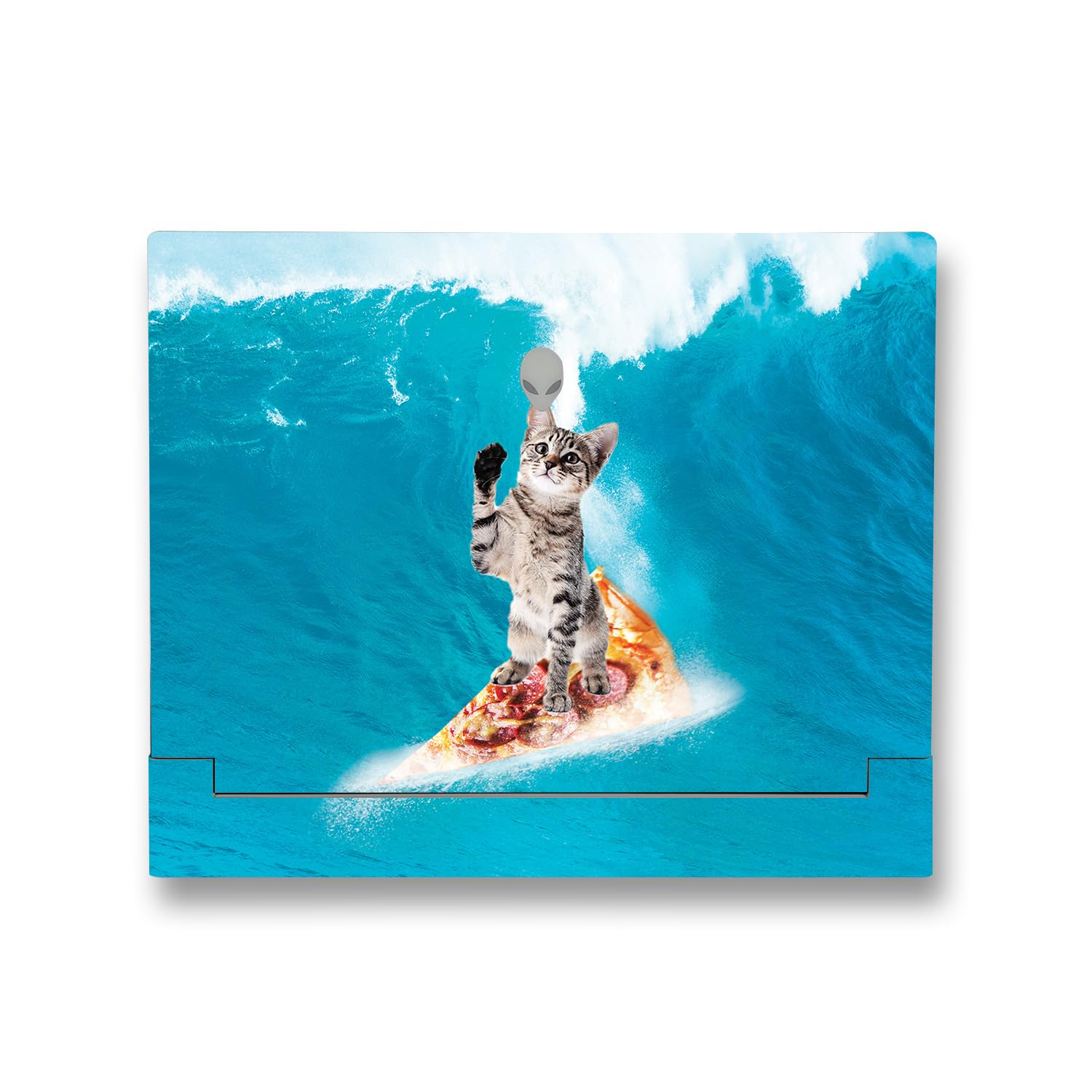 MightySkins Skin Compatible with Alienware X14 R2 (2023) Full Wrap Kit - Pizza Surfing Kitty | Protective, Durable, and Unique Vinyl Decal wrap Cover | Easy to Apply &amp; Change Styles | Made in The USA