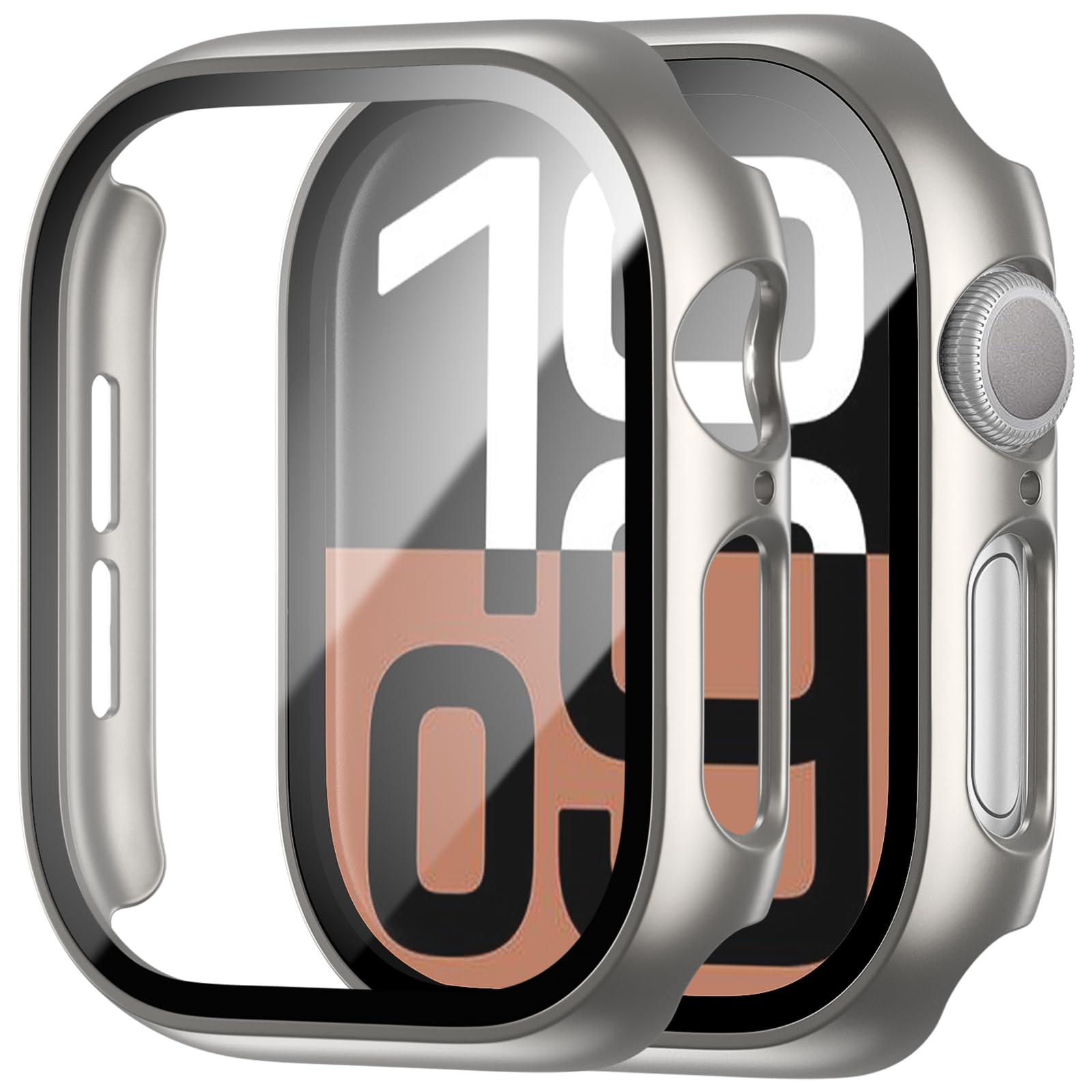 BHARVEST 2 Pack Case for Apple Watch Series 10 46mm Screen Protector Hard PC Case with Tempered Glass