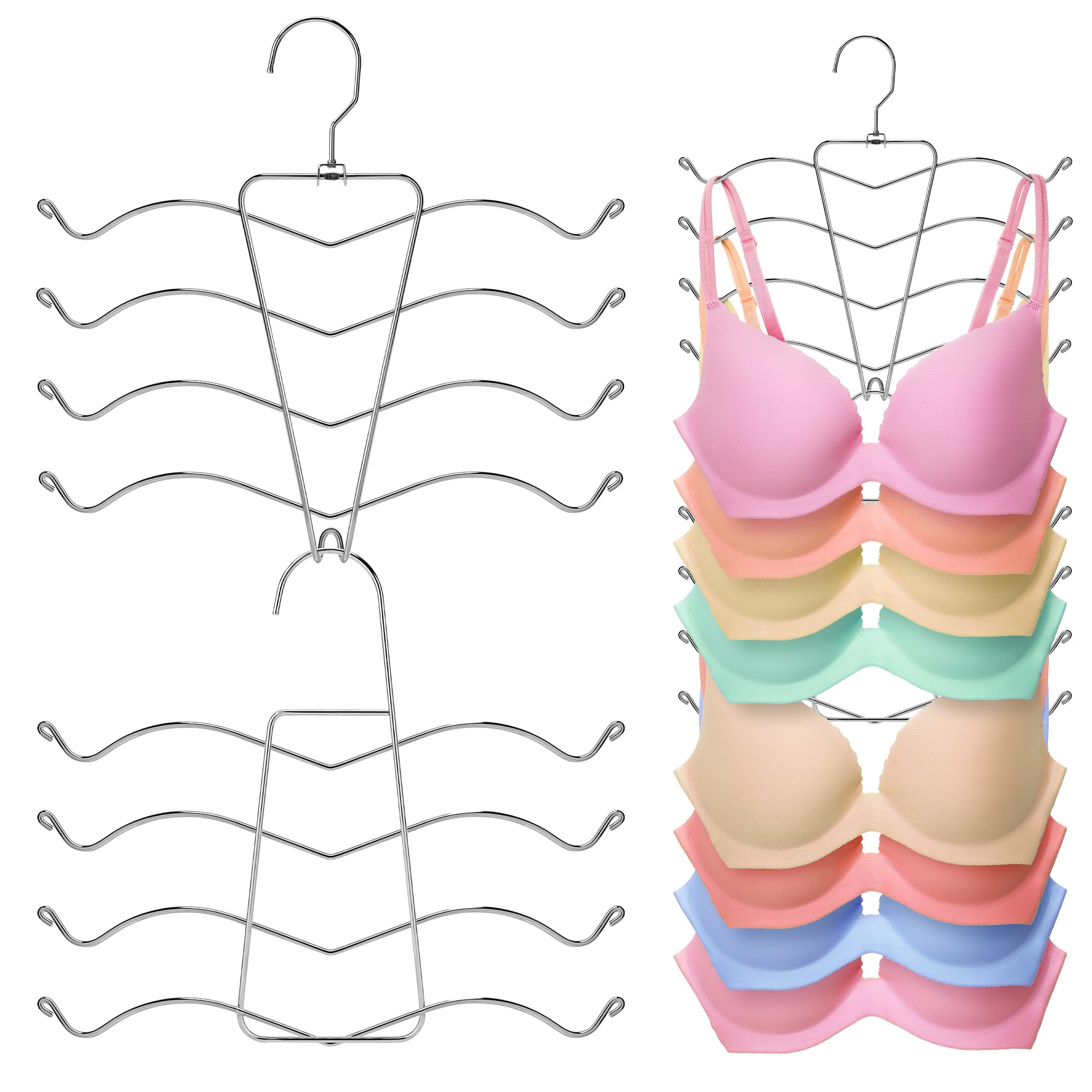 HOUSE DAY Bra Hangers for Closet Organizers and Storage, Tank Top Hangers College Dorm Essentials for Girls, Space Saving Hangers for Camisoles, Tank Tops, Bras, Belts, Ties, Scarves, Swimsuits