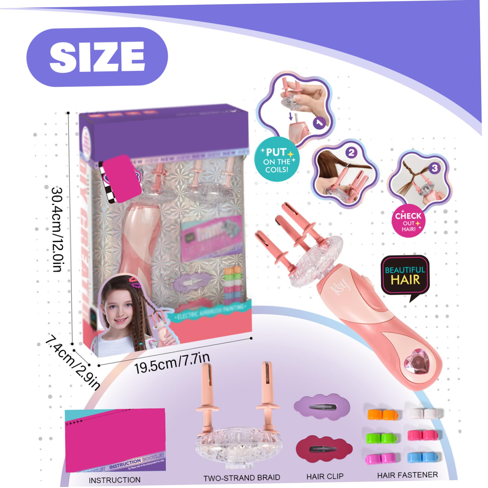 Macchina per treccia per capelli, Braider per capelli automatici, strumenti intrecciati portatili con clip e dispositivo di fissaggio per le ragazze kit di giocattoli per salone di stile fai -da -te