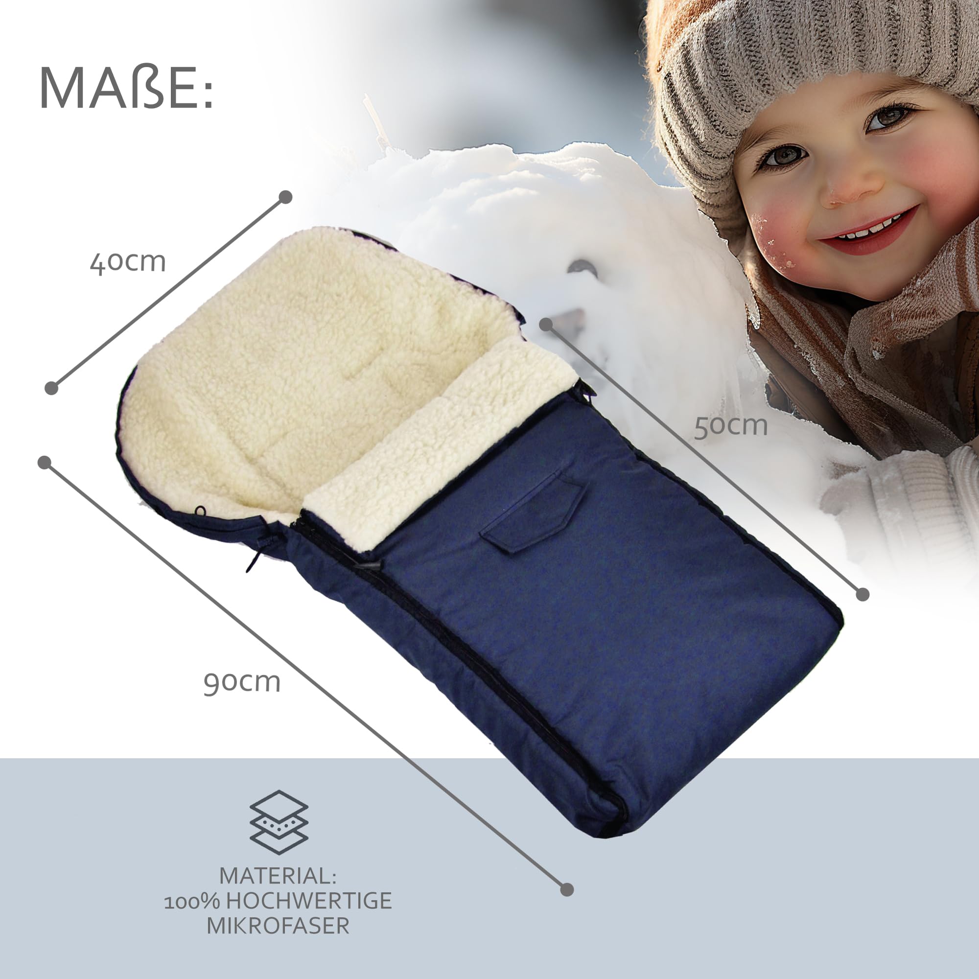 Trineo de madera con respaldo y cuerda de tracción + saco universal de invierno (90 cm), adecuado para portabebés, cochecito, cochecito de bebé, lana UNI (naranja)