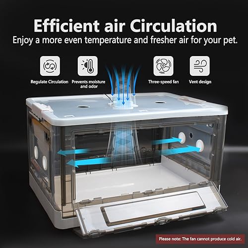 Miniatura 2 de Incubadora para cachorros con calefacción y ventilador, incubadora ideal para cachorros y gatitos, asegura una buena ventilación y control de