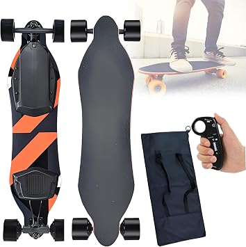 All-Terrain Electric Longboard Skateboard with Remote, Off Road Electric Skateboard, 40km/h Top Speed, 40-50km Range, for Campus & City Riding. Orange