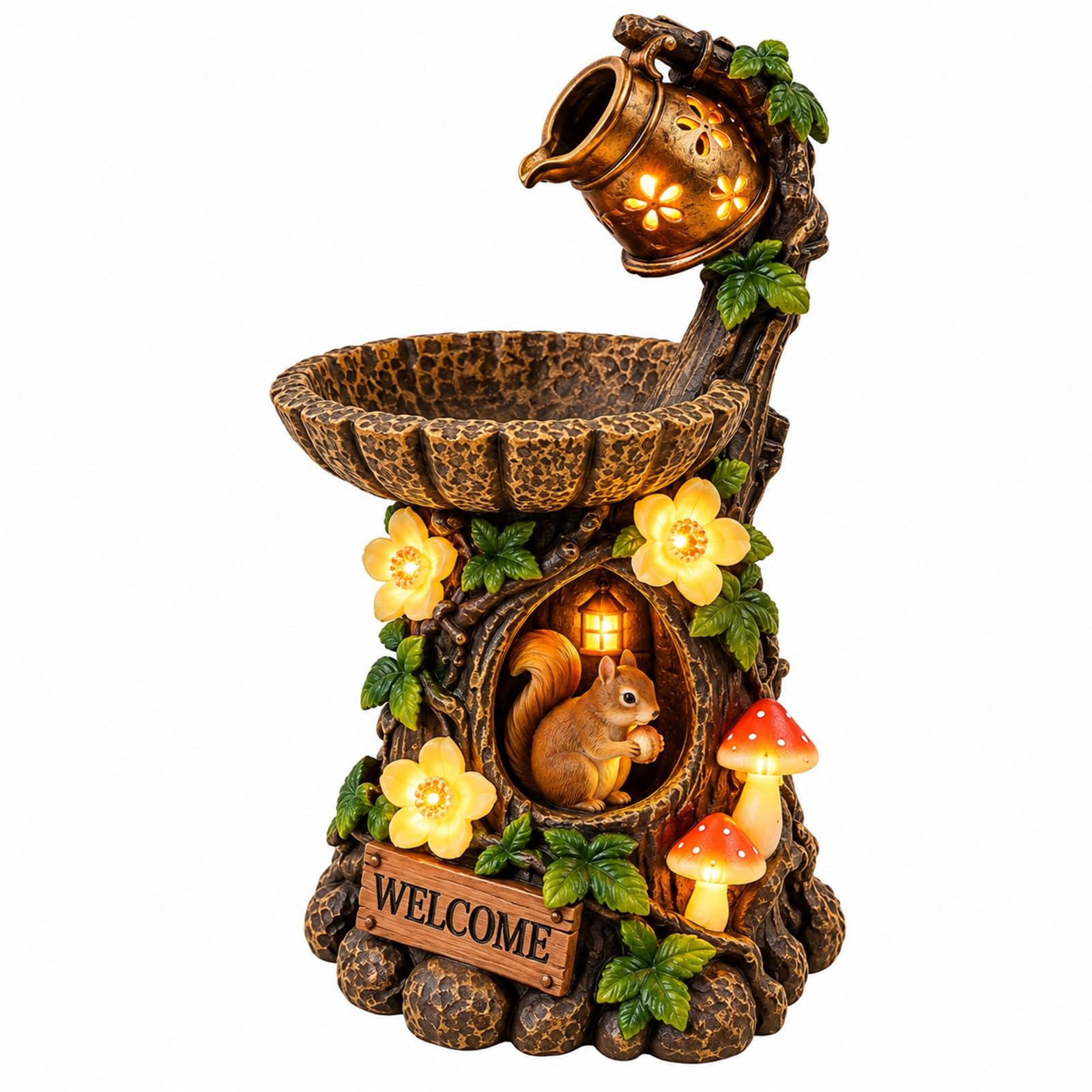 Solar Birdbath Fountain Garden Decor with Lights