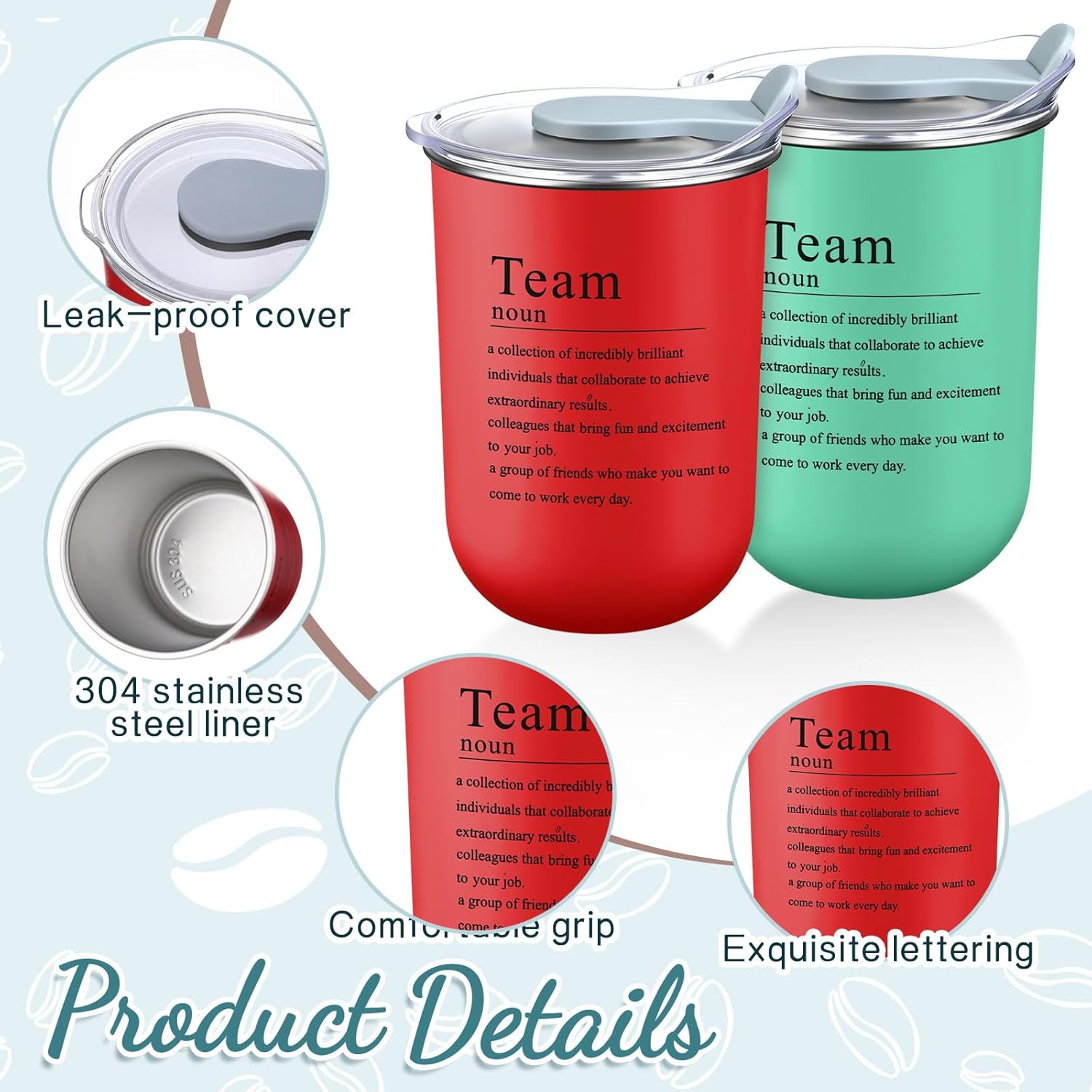 Reallnaive 10 Pcs Team Gifts Bulk Teacher Appreciation Gifts Thank You Coffee Mugs for Employee Coworkers Nurse Staff Double Walled Stainless Steel Tumbler Inspirational Cups (Cohesion,Vibrant)