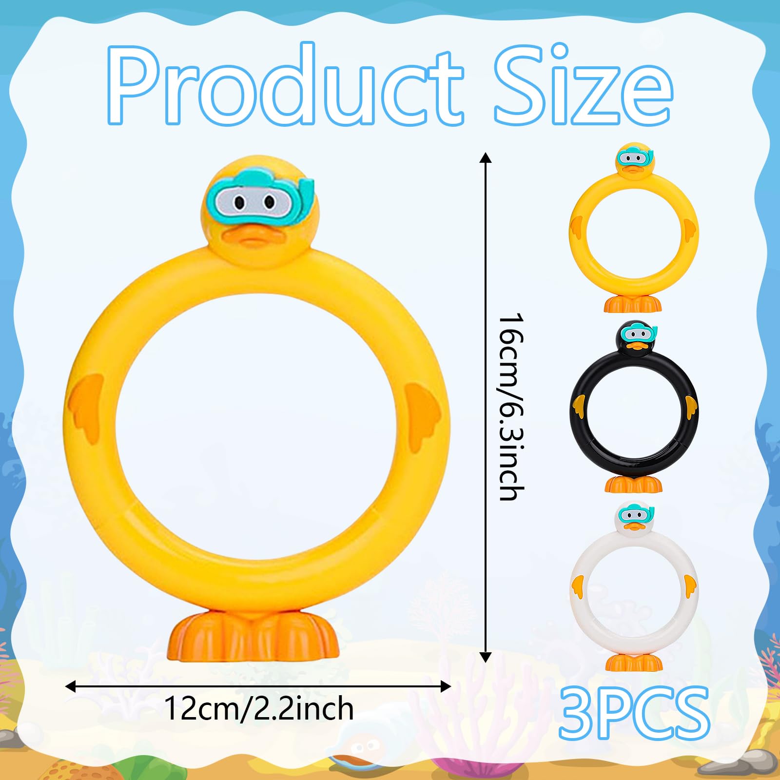 SOPOTUTU – Lot De 3 Anneaux De Plongée Colorés Pour Piscine, Sécurité, Apprentissage Aquatique, Dimensions 80 Cm