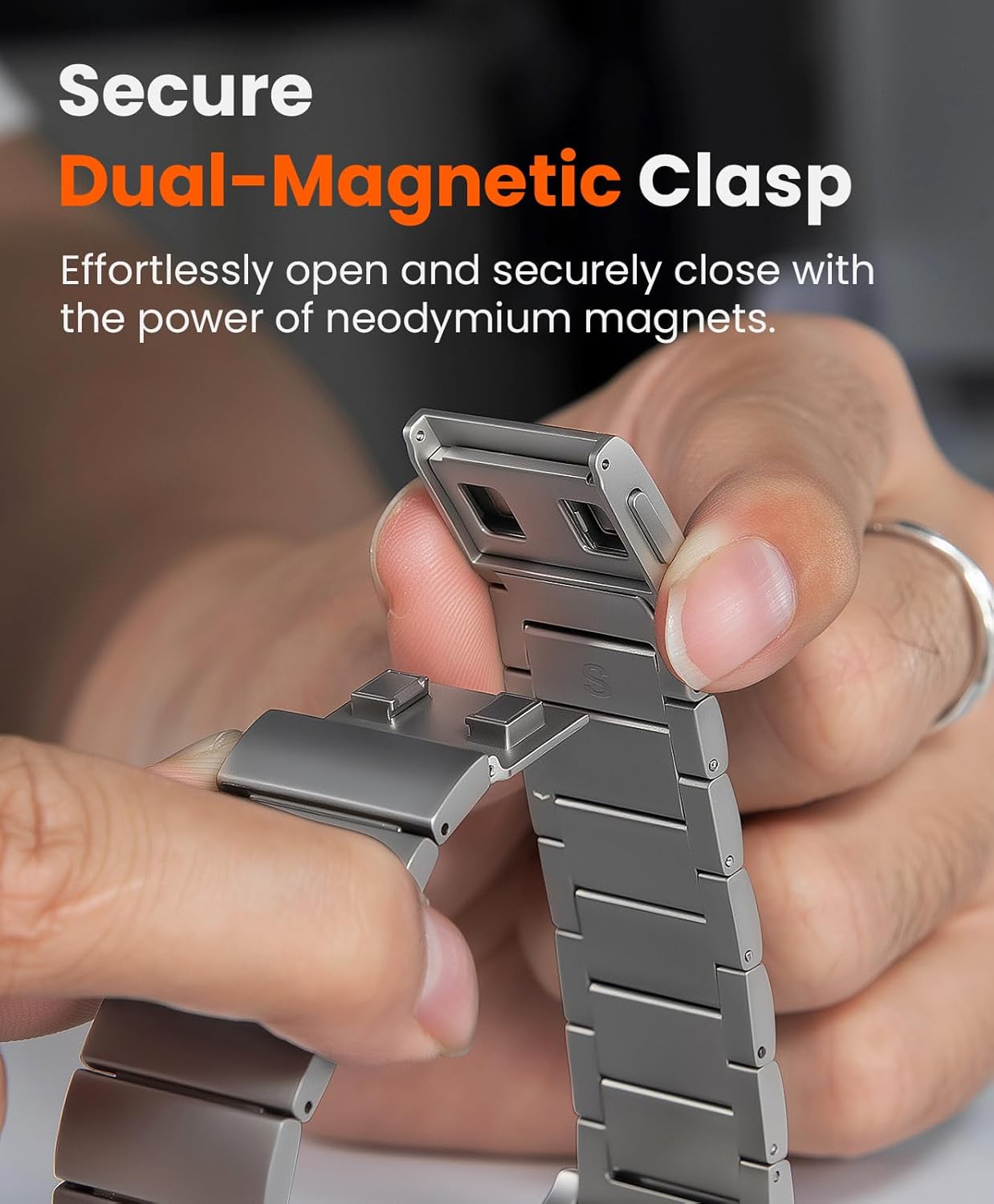 CRNS02 Titanium Band Compatible with Apple Watch Ultra 3/2/1 49mm, Series 11/10 46mm,Anti-Stratch & Adjustable Magnetic Metal Watch Band,Premium Color Matching Band for Men - Image 5