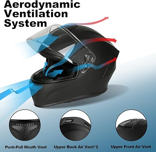 Miniatura 4 de Favoto Casco integral para motocicleta, aprobado por DOT + cubierta de motocicleta Favoto impermeable para exteriores, todas las estaciones