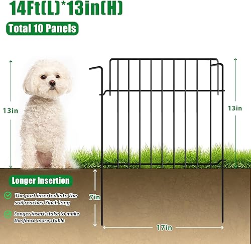 Miniatura 2 de Cerca de jardín de 14 pies (L) x 20 pulgadas (H), barrera para animales, cercado, paquete de 10, alambre de metal a prueba de óxido, bloqueador de