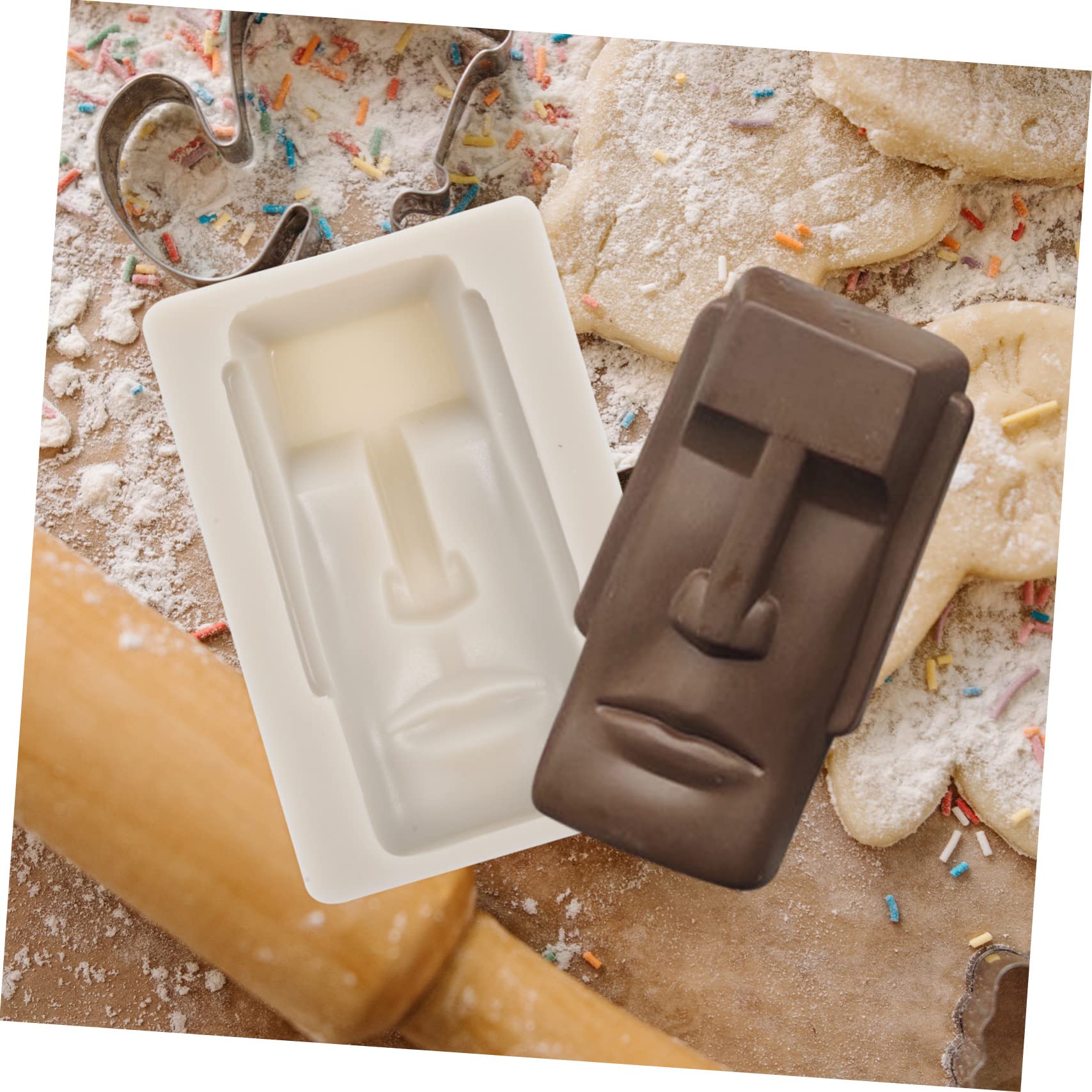 TOPBATHY 5pièces Moule à Chocolat Silicone Moai Moule Décoratif Pour Biscuits Et Gâteaux De Pâques à Fondant Pour Chocolat