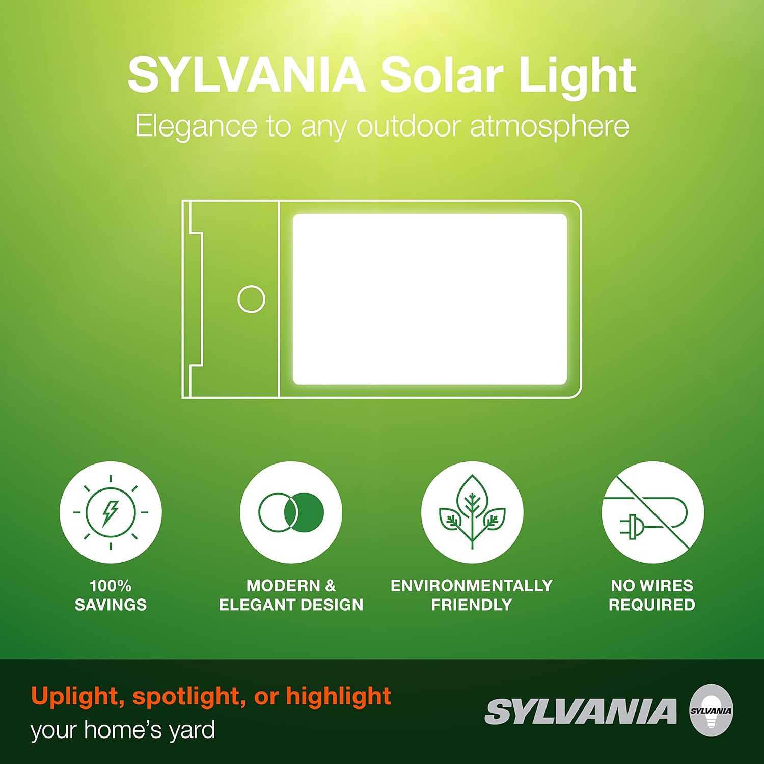 Sylvania Solar Flood Light Luminaire with Daylight Sensor, LED and Battery Included, 5000K, Daylight, Black Finish - 1 Pack (65000)