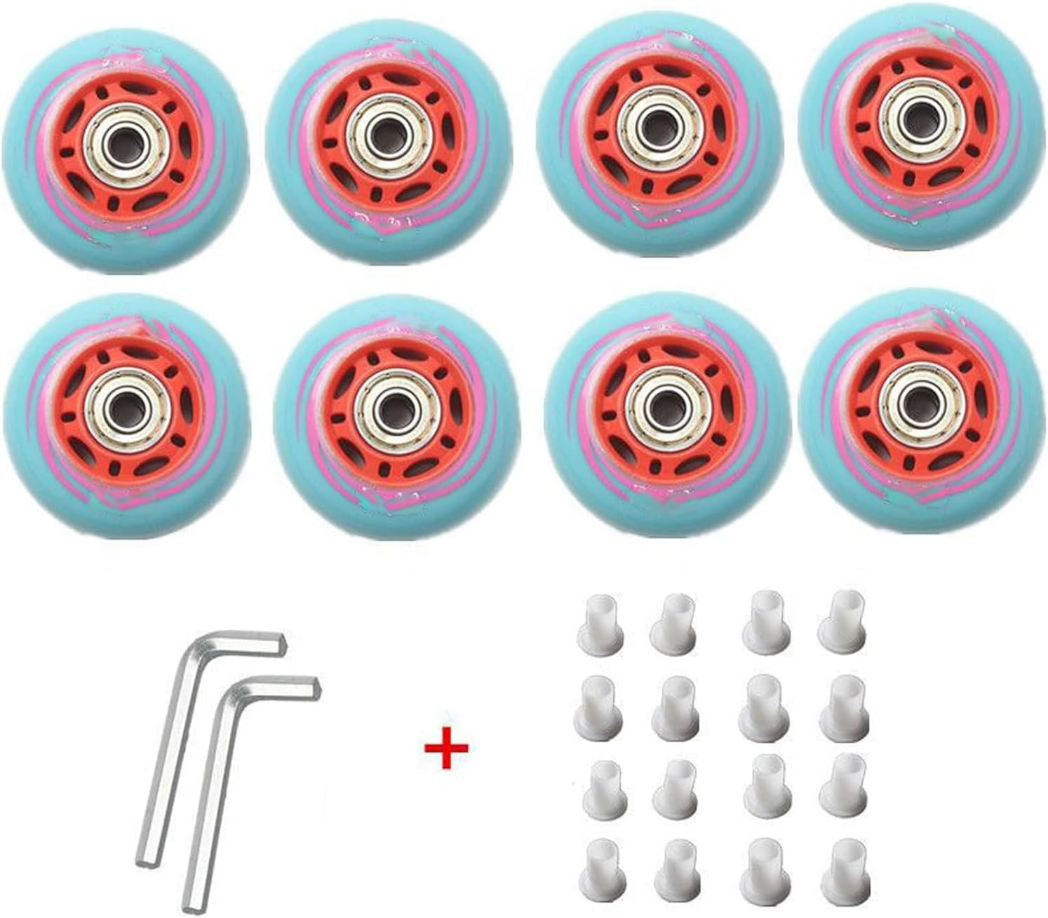 Inline Skate Wheels Outdoor/Indoor 64mm/68mm/70mm Inline Roller Skate Wheels 85A PU Wheels Replacement Set with ABEC-9 Bearings 8 Pack, Blue 2