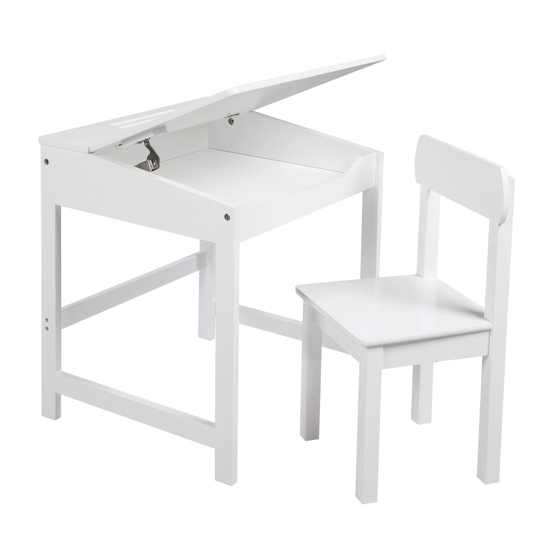 roba Bureau Bébé et Enfant avec Chaise et Espace de Rangement - Pupitre d'École - Blanc