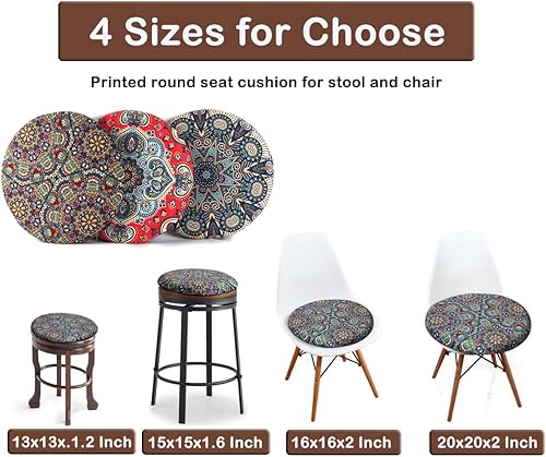 Miniatura 4 de Sigmat Cojín de asiento de espuma viscoelástica antideslizante suave cojín redondo para silla cojín de silla 15 pulgadas geométrico