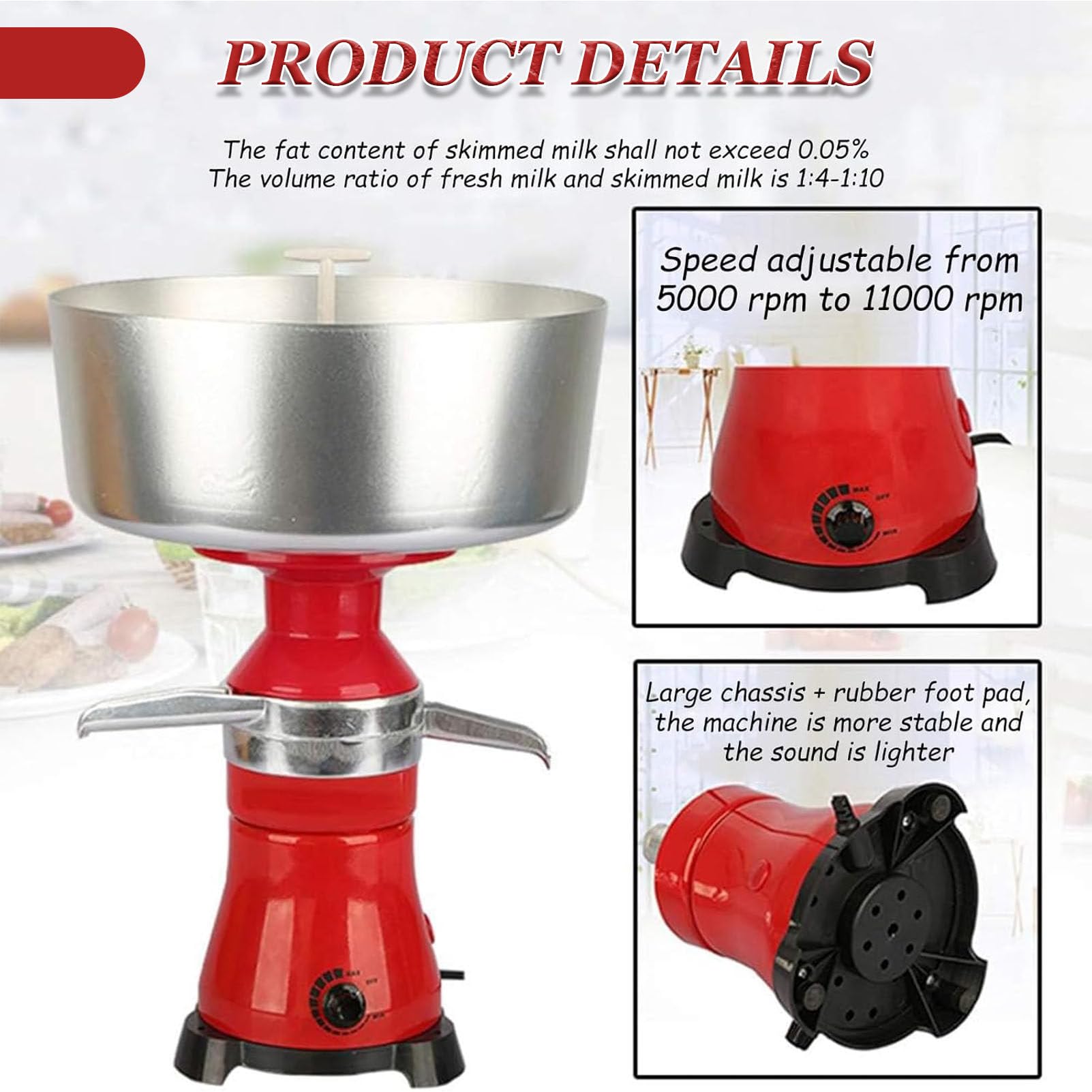 Separatore per latte e panna da 21 gal/h, per latte fresco di capra e mucca, ciotola in acciaio inox, separatore centrifugo per frappè ed estrazione panna