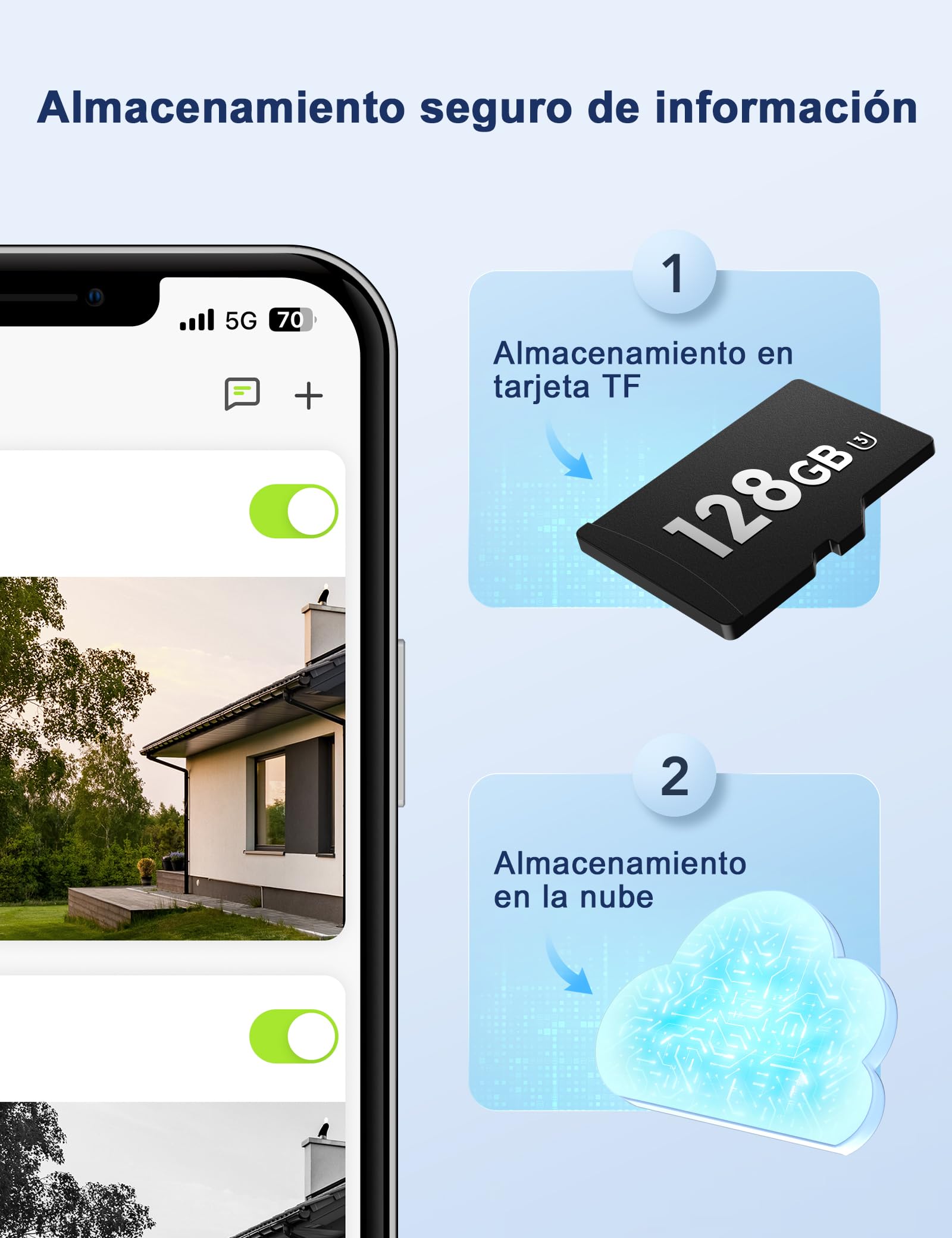 GNCC GK2 Pack 2 Camaras Vigilancia WiFi Exterior 1080P, 360° PTZ, Solo WiFi de 2,4 GHz, Seguimiento de Movimiento, Servicios Opcionales en la Nube, Sirena, IP65, Enchufe