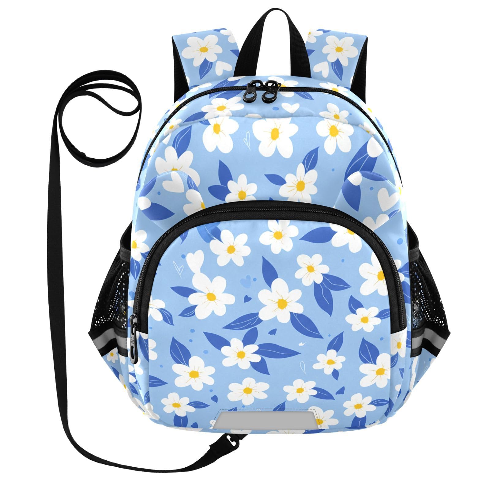 Daisy Leaves Lightblue Toddler Harness Backpack for Boys Girls 3-6 Years Kids Backpack with Anti Lost Safety Leash Baby Travel Bag for Travel Preschool Walking