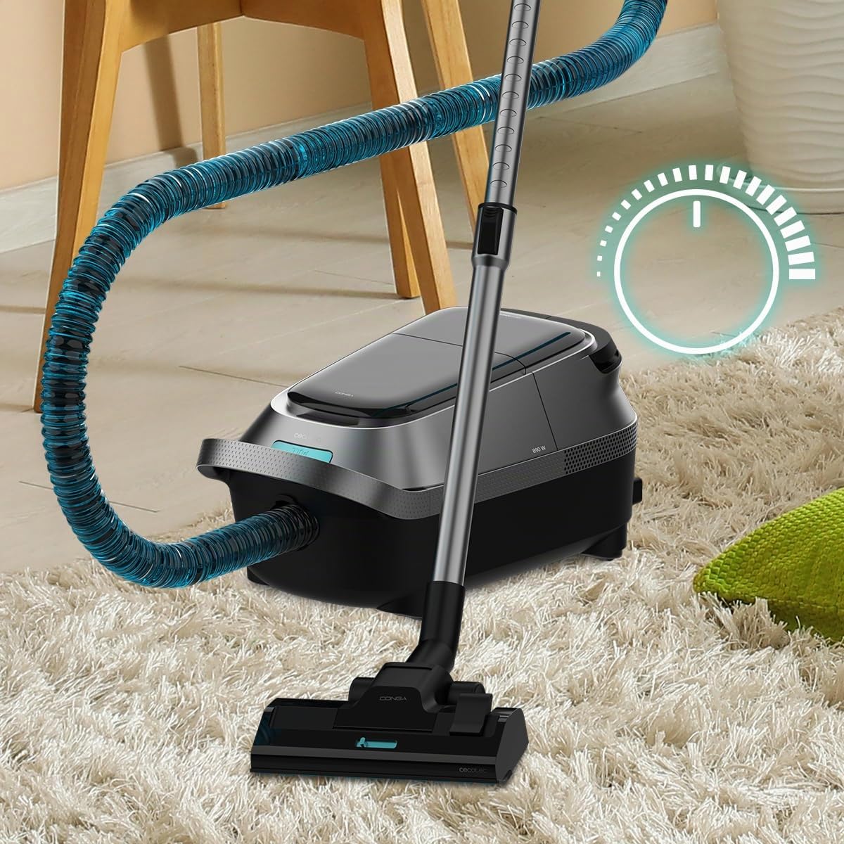 Cecotec Aspirateur Traîneau avec Sac Conga Powerbag 5000 Prostyle, 890W | Réservoir avec Sac de 5 Litres, Écran Numérique, Réglage de la Puissance Adaptatif, Fonction Souffleur, Double Filtre HEPA