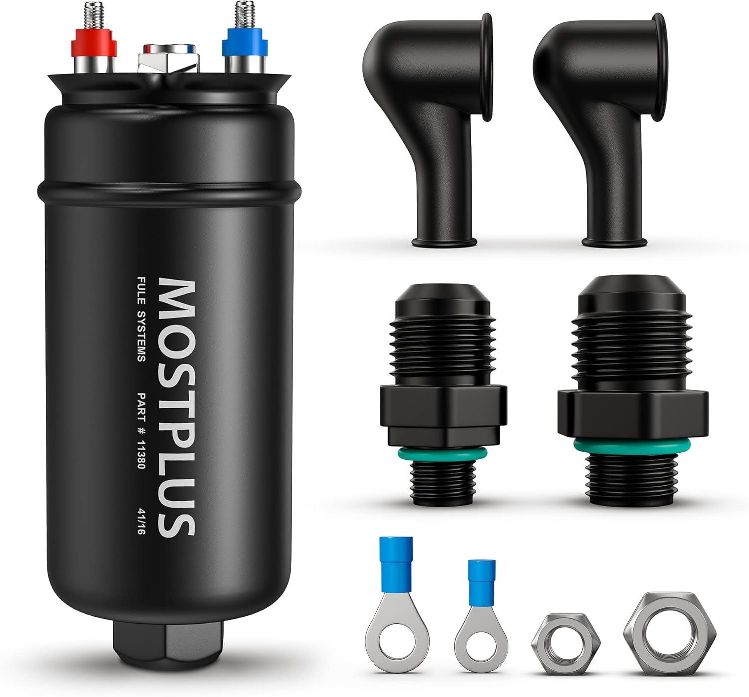 MOSTPLUS - 0580254044 254 044-380LPH Inline External Fuel Pump - 10AN Inlet with Check Vavle 8AN Outlet