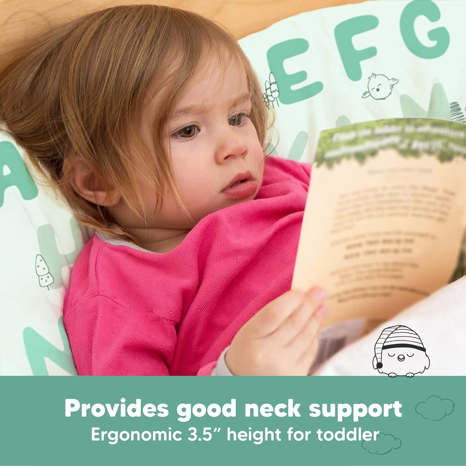 KeaBabies Toddler Pillow with Pillowcase and Jumbo 14X20-13x18 My Little Dreamy Pillow - Soft Organic Cotton Toddler Pillows for Sleeping - Organic Cotton Toddler Pillows for Sleeping, Kids Pillow