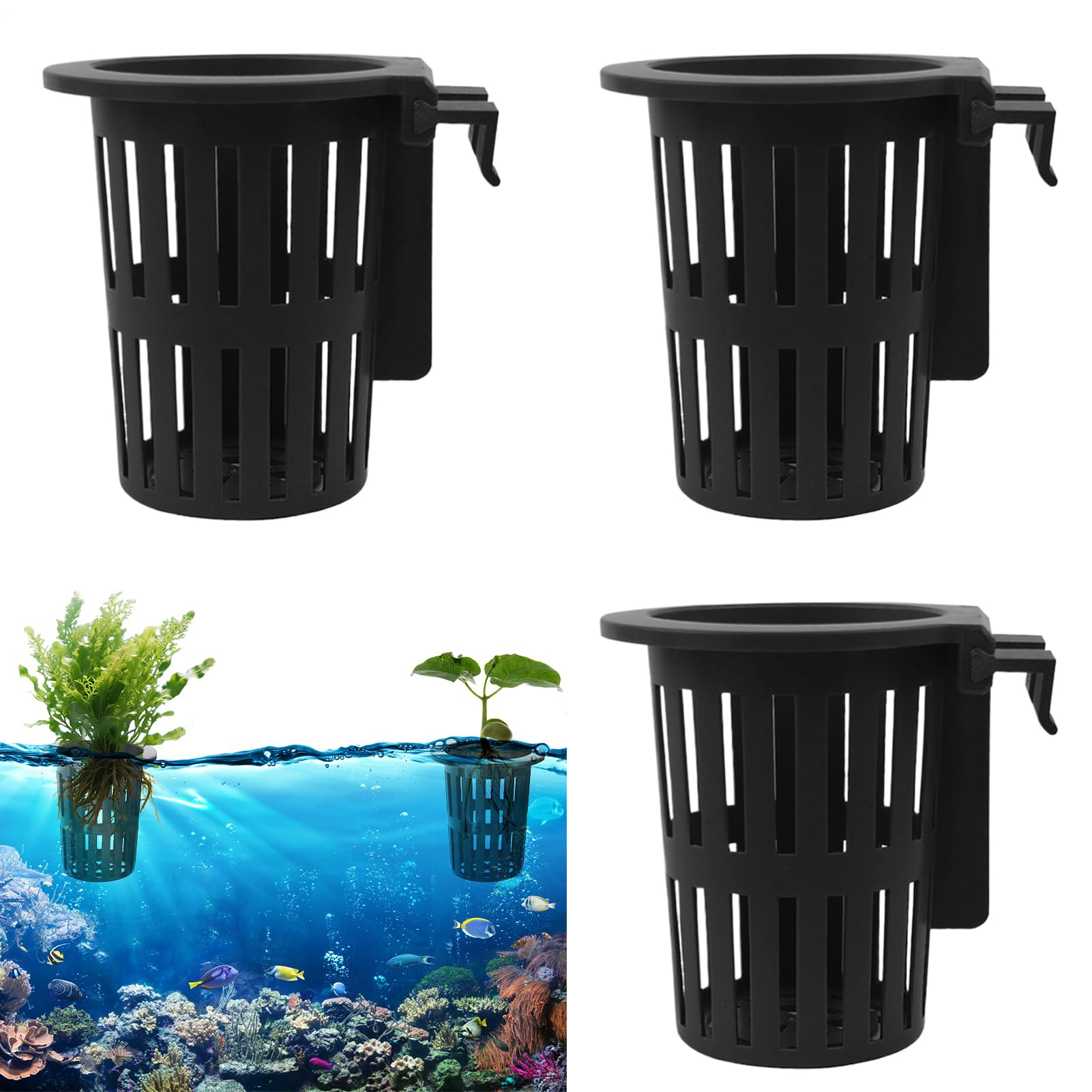 Cestelli Per Piante Da Stagno | Vasi per Piante d'Acquario con Gancio e | Decorazioni Acquatiche Per Propagazione, Paludarium, Coltivazione, Riparium E Giardinaggio Di Stagno