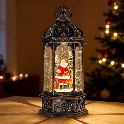 Miniatura 16 de Globo de Nieve Grande de Iglesia Navideña con Belén que se Ilumina, Globo de Nieve con Música, Globos de Nieve Blancos de Navidad de 9.84" para