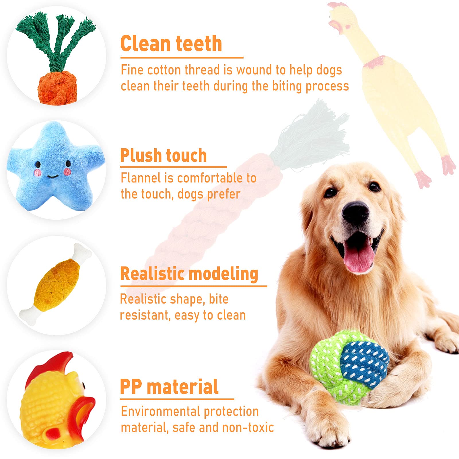 Frasheng Ensemble Lot de 18 de Jouets pour Chien,durables mâcher Corde Jouet,Jouet pour Chien,Jouet Interactif Chien,Peluche pour Chien Jouets,Chien Balles,Coton Naturel,pour Petit et Moyen Chien