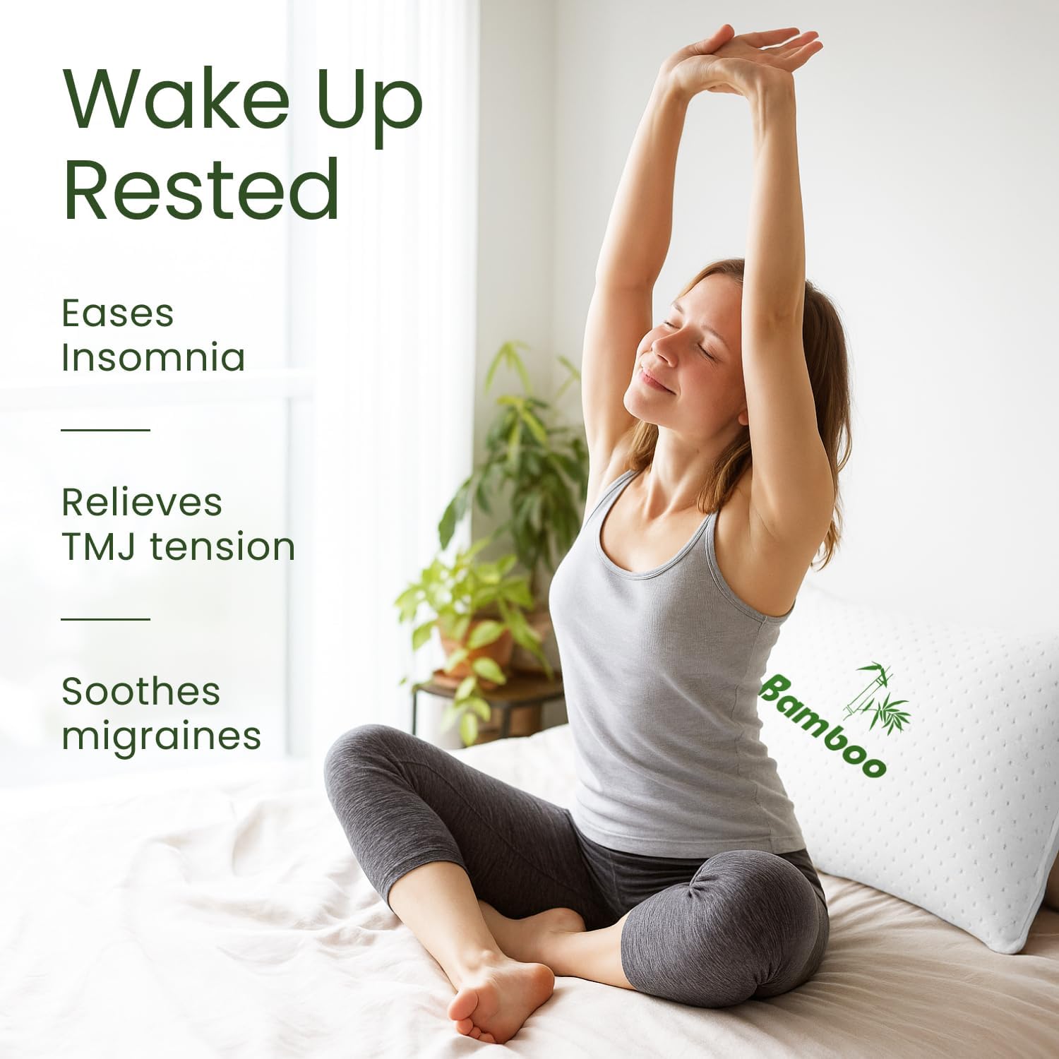 Memory Foam Pillows Queen Size Set of 2 - Cooling Bed Pillows for Sleeping - Back, Stomach, Side Sleeper Soft, Comfy Cool Shredded - 2 Pack, Rayon Derived from Bamboo - Image 6