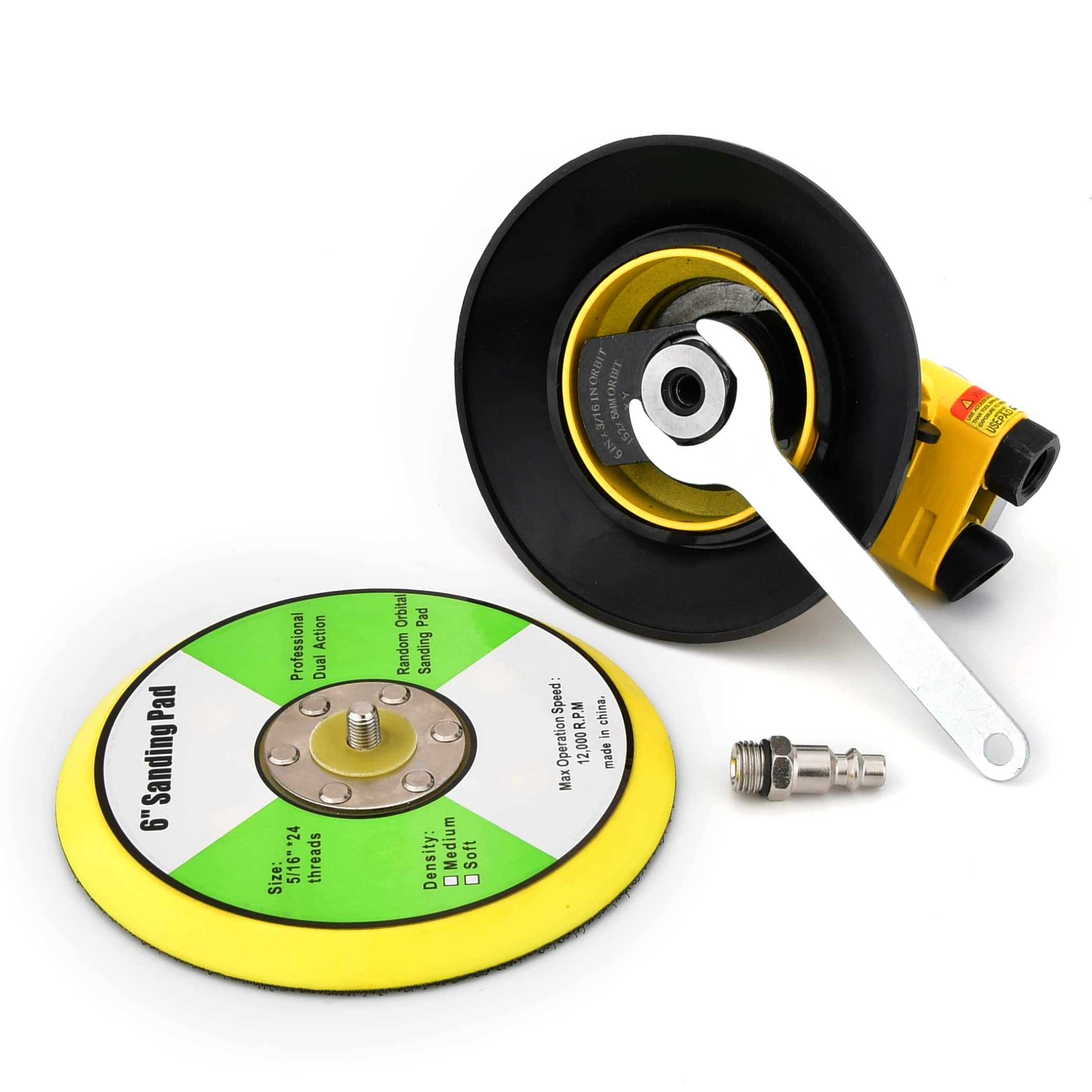 Nueva mejora Pulidora excéntrica Pulidora Aire comprimido 150 mm, Velocidad de ralentí: 12000 RPM, amoladora multifuncional pequeña y potente (150mm)