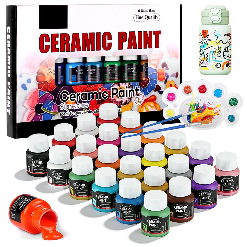 Peinture porcelaine et verre avec palette et pinceaux pour DIY